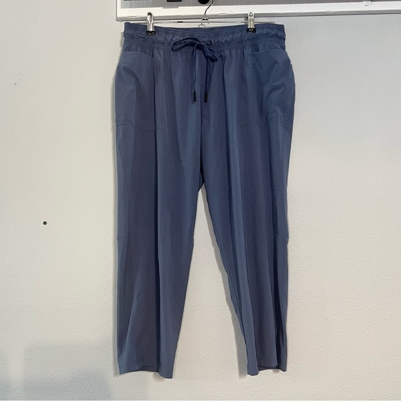 Prana Blue High Waisted Rise Capri Pants Drawstring Size Large Womens - Picture 2 of 5